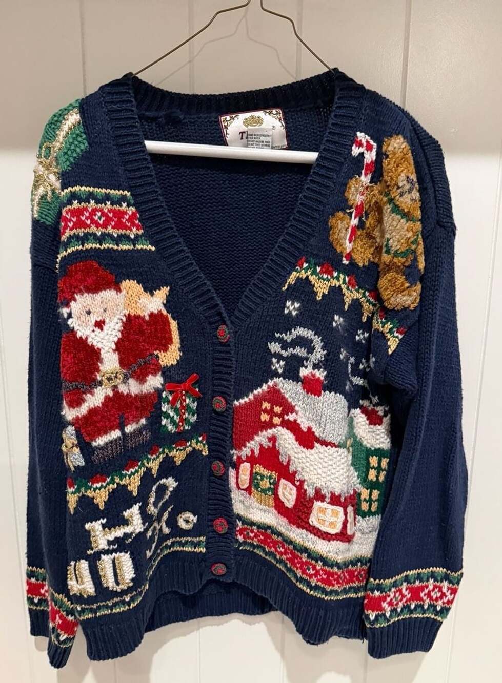 Tiara Petites Christmas Cardigan Sweater Size S Santa Village